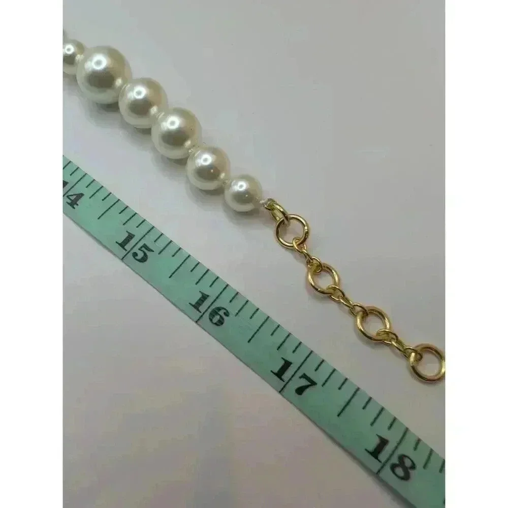 J. Crew Glass Pearl Bundle with Necklace Earrings Bracelet Goldtone Jewelry Set